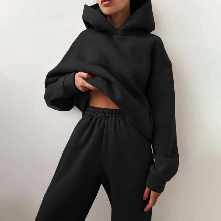 Zweiteiler für Damen - Bequemes Twin-Set mit Hoodie und Jogger für Übergangszeit