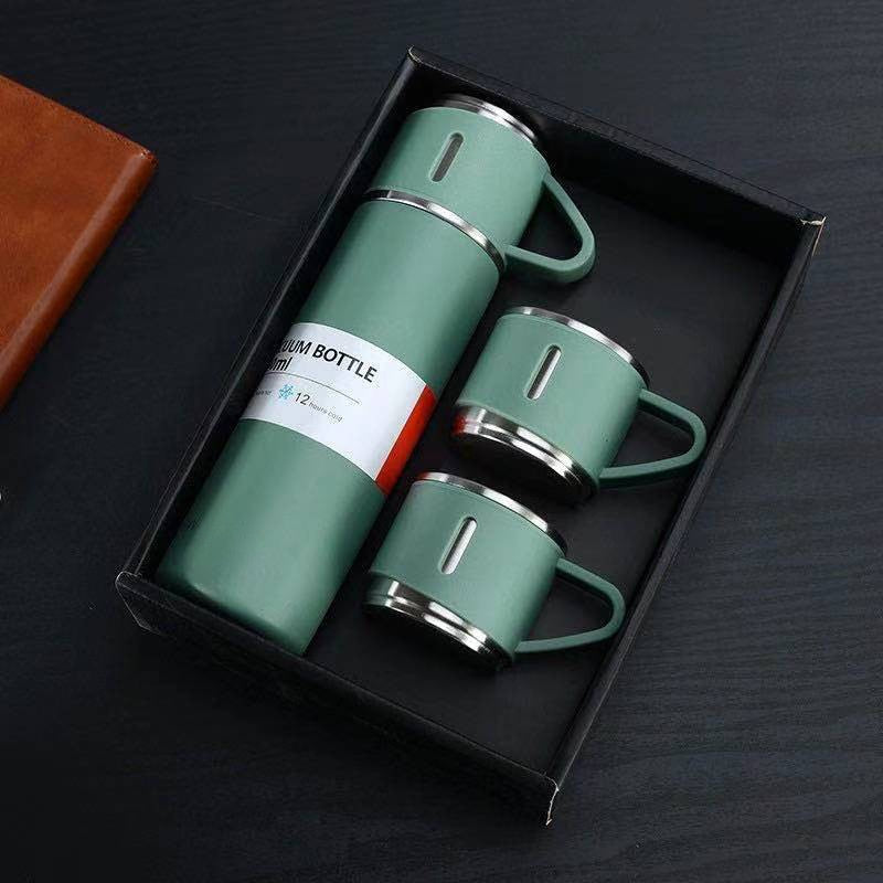 Thermoskanne Edelstahl 500ml 12h warm - Isolierflasche mit Becher Herbst Winter heiße Getränke