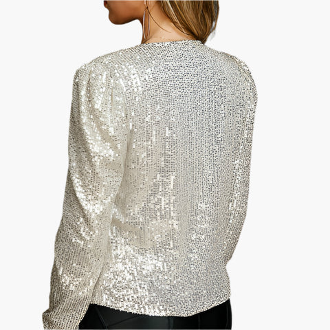 Pailletten Blazer für den Herbst - Stilvolle Kurze Jacke mit Glitzernde Pailletten für Damen