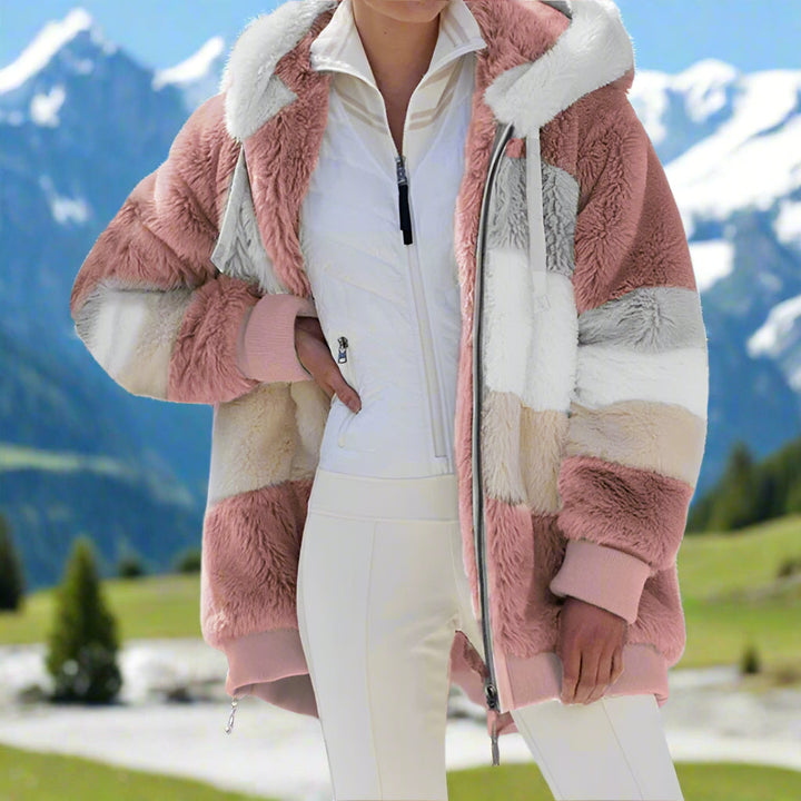 Fleecejacke für den kalte Tage - Warme Oversized Fleecejacke mit Kapuze für Damen