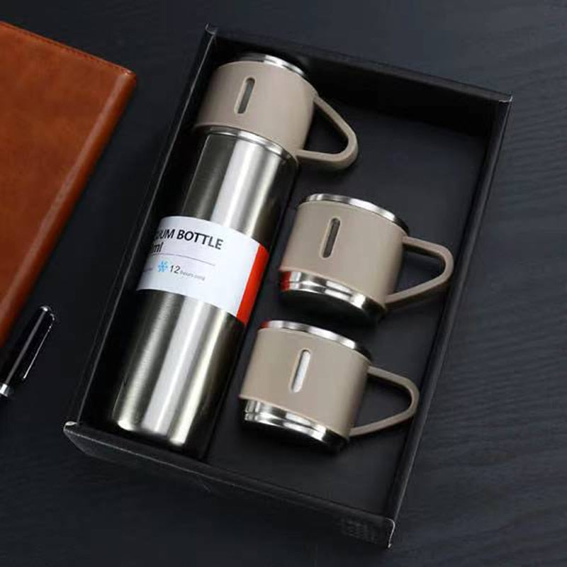 Thermoskanne Edelstahl 500ml 12h warm - Isolierflasche mit Becher Herbst Winter heiße Getränke