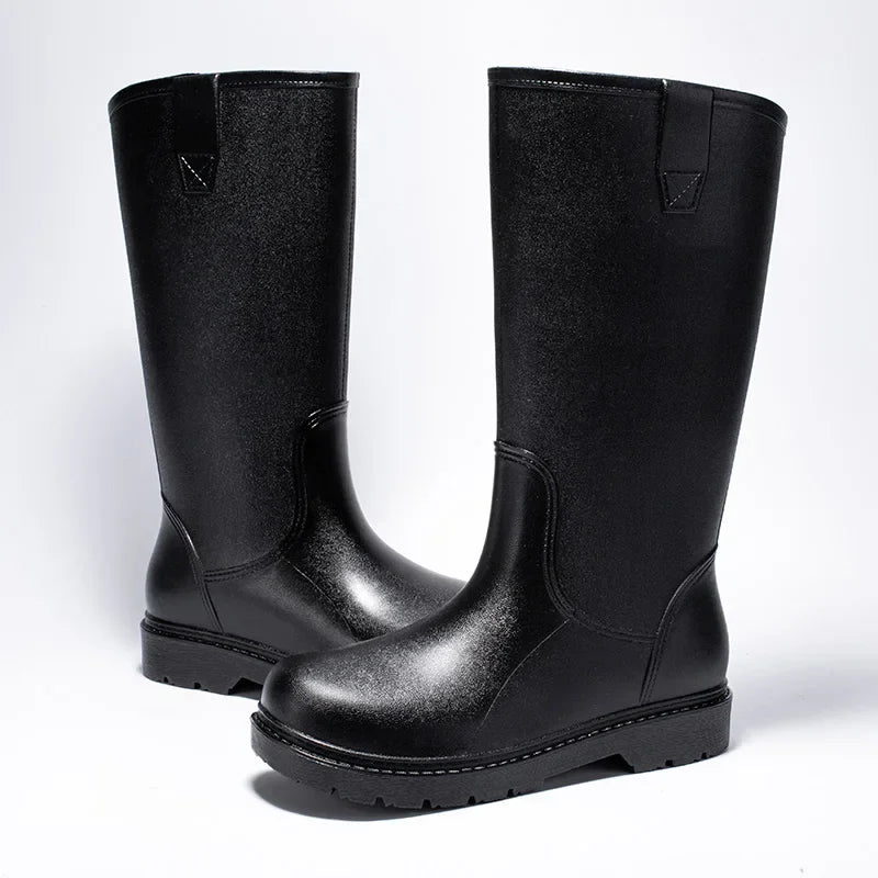 Regenstiefel für den Herbst - Halbhohe Bequeme Wasserdichte PVC Gummistiefel mit rutschfester Sohle für Herren