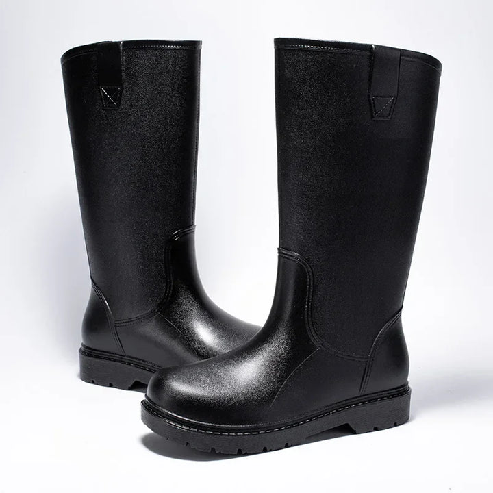 Regenstiefel für den Herbst - Halbhohe Bequeme Wasserdichte PVC Gummistiefel mit rutschfester Sohle für Herren