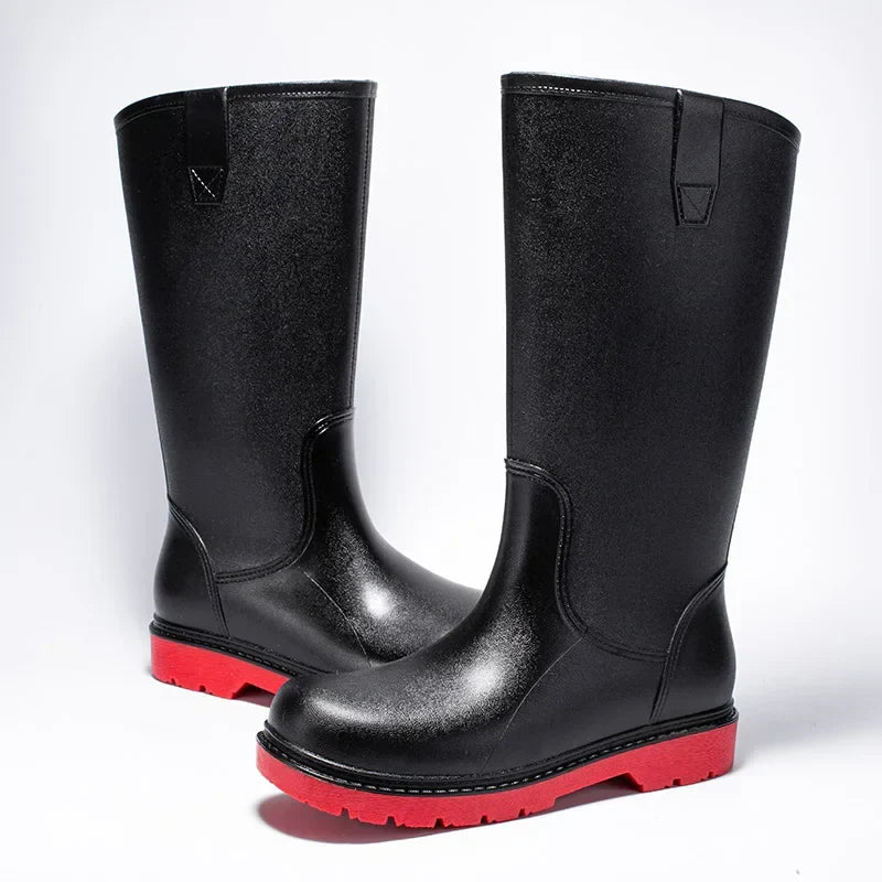 Regenstiefel für den Herbst - Halbhohe Bequeme Wasserdichte PVC Gummistiefel mit rutschfester Sohle für Herren