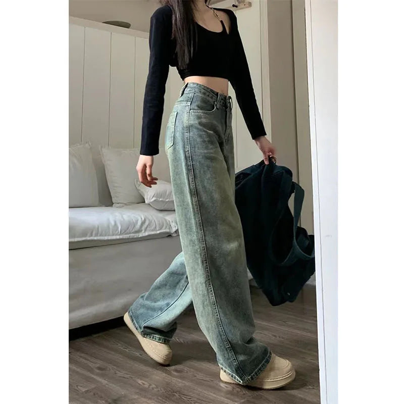 Silvia Denim Hosen | Lässige, weite Vintage-High-Waist-Jeans mit weiten Beinen für Damen