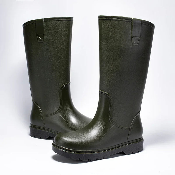 Regenstiefel für den Herbst - Halbhohe Bequeme Wasserdichte PVC Gummistiefel mit rutschfester Sohle für Herren
