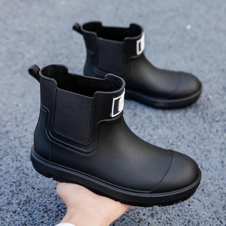 Regenstiefel für den Herbst - Halbhohe Wasserdichte Gummistiefel mit rutschfester Sohle für Herren