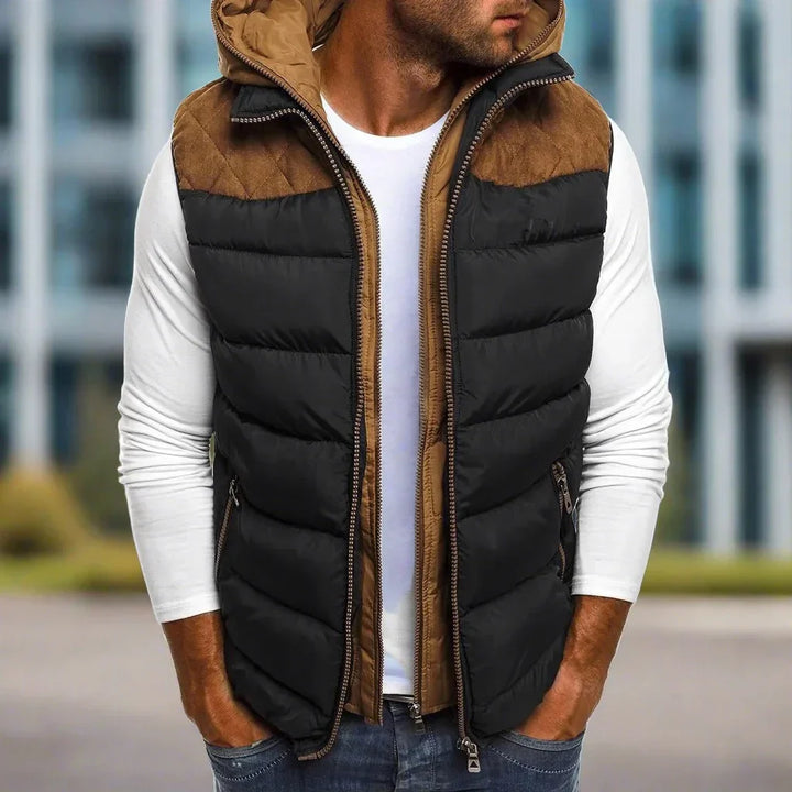 Weste für Herren - Stilvolle gepolsterte Übergangsjacke mit Kapuze