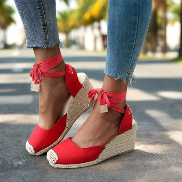 Savajé Espadrilles Plateau | Trendige, bequeme Boho-Keilabsätze für Damen mit Bändern