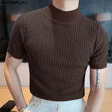 Berloni Merino Shirt | Stilvolles gestricktes T-Shirt mit hohem Kragen für Herren