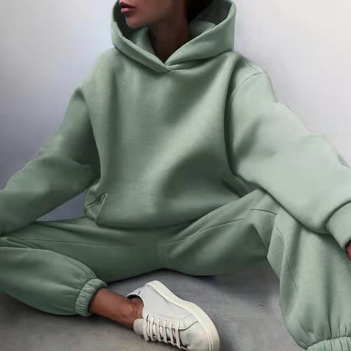 Zweiteiler für Damen - Bequemes Twin-Set mit Hoodie und Jogger für Übergangszeit