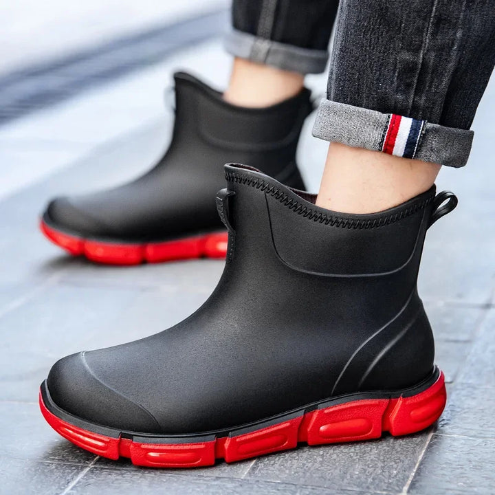 Regenstiefel für den Herbst - Hohe Wasserdichte PVC Gummistiefel mit rutschfester Sohle für Herren