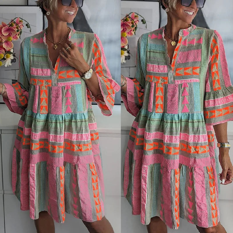 Tunika-Kleid für Damen - Festliches Sommerkleid mit Print