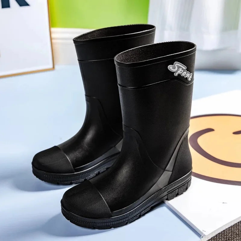 Regenstiefel für den Herbst - Hohe Wasserdichte PVC Gummistiefel mit rutschfester Sohle für Herren