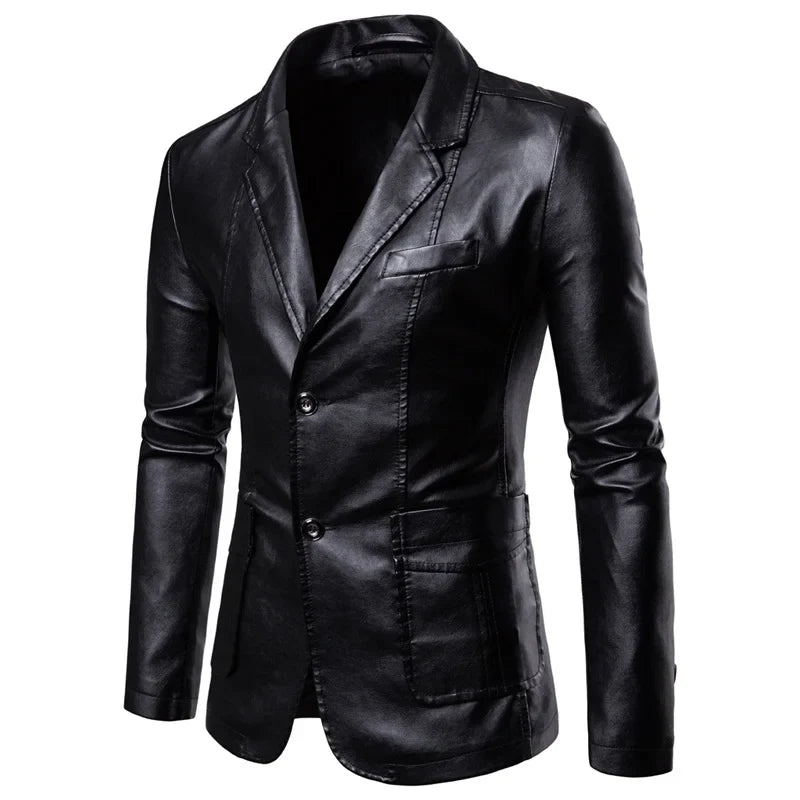 Gents Lederblazer | Casual mittellange Jacke für Herren mit Kragen