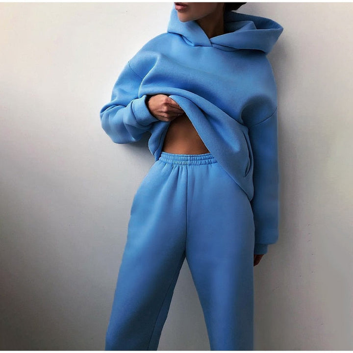 Zweiteiler für Damen - Bequemes Twin-Set mit Hoodie und Jogger für Übergangszeit