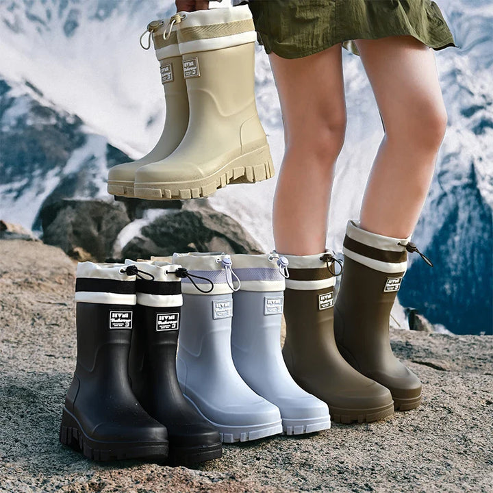 Regenstiefel für den Herbst - Retro Wasserdichte Gummistiefel mit rutschfester Sohle für Damen