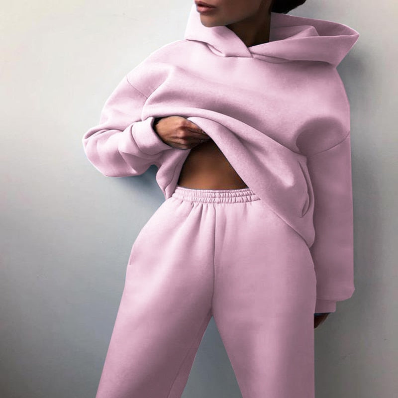 Zweiteiler für Damen - Bequemes Twin-Set mit Hoodie und Jogger für Übergangszeit