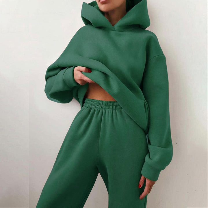 Zweiteiler für Damen - Bequemes Twin-Set mit Hoodie und Jogger für Übergangszeit