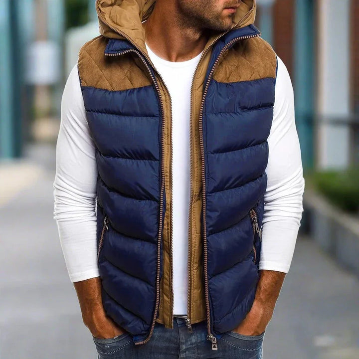 Weste für Herren - Stilvolle gepolsterte Übergangsjacke mit Kapuze