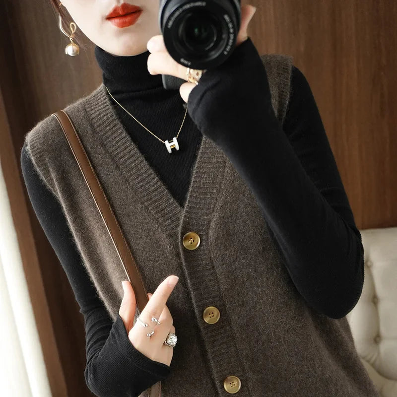 Strickweste für den Herbst - Vintage ärmellose Strickweste für Damen