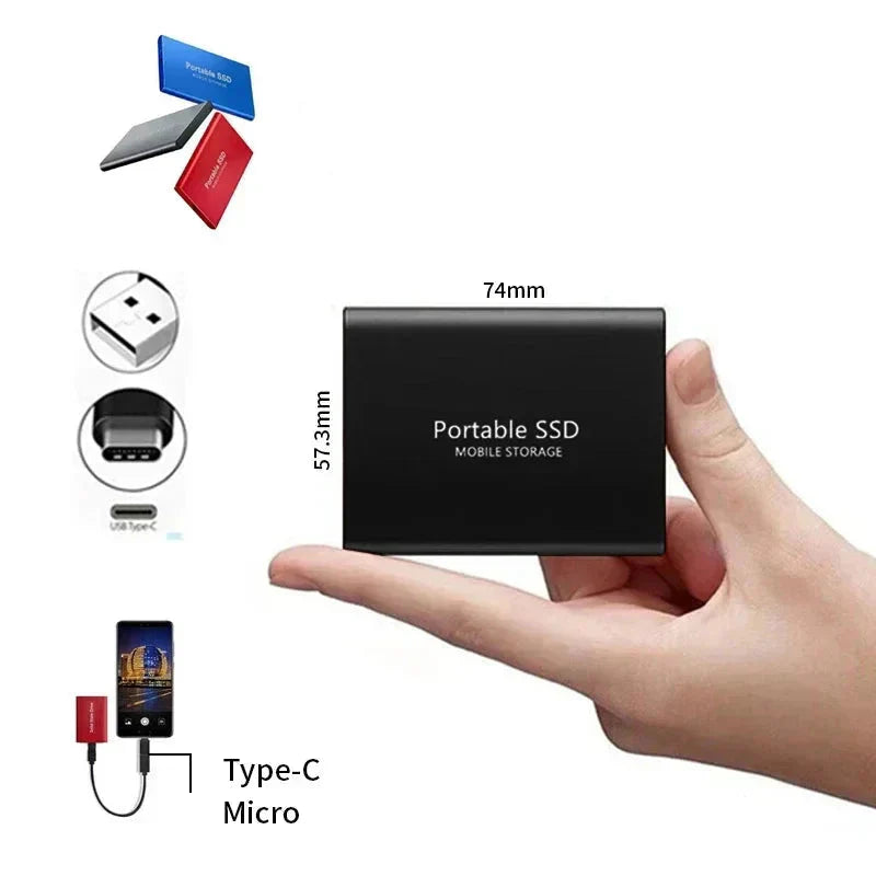 Portable SSD 128TB extern USB 3.1 - Schnelle externe Festplatte SSD kompakt für unterwegs