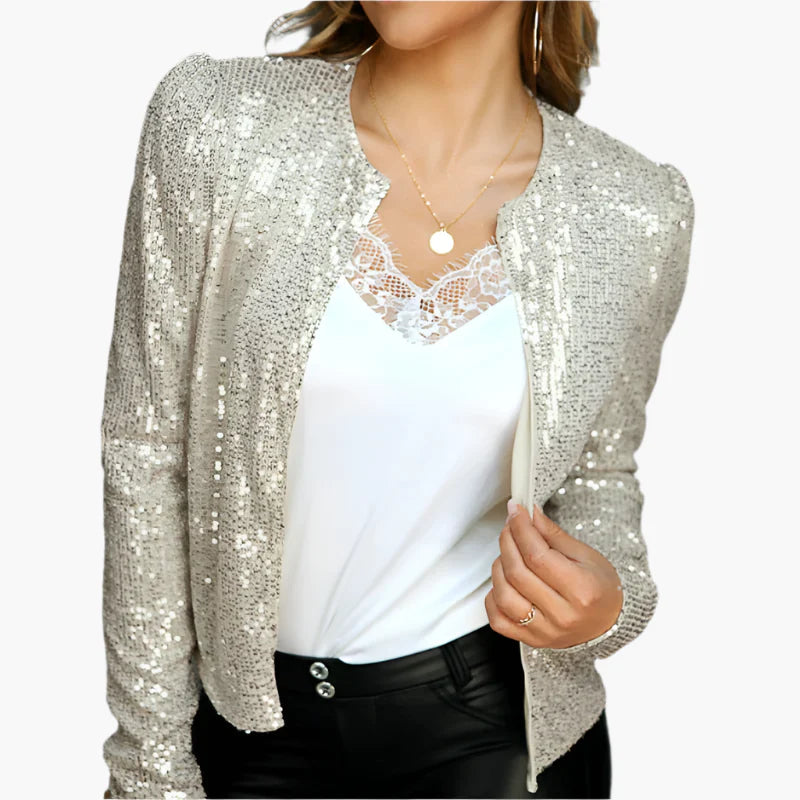 Pailletten Blazer für den Herbst - Stilvolle Kurze Jacke mit Glitzernde Pailletten für Damen