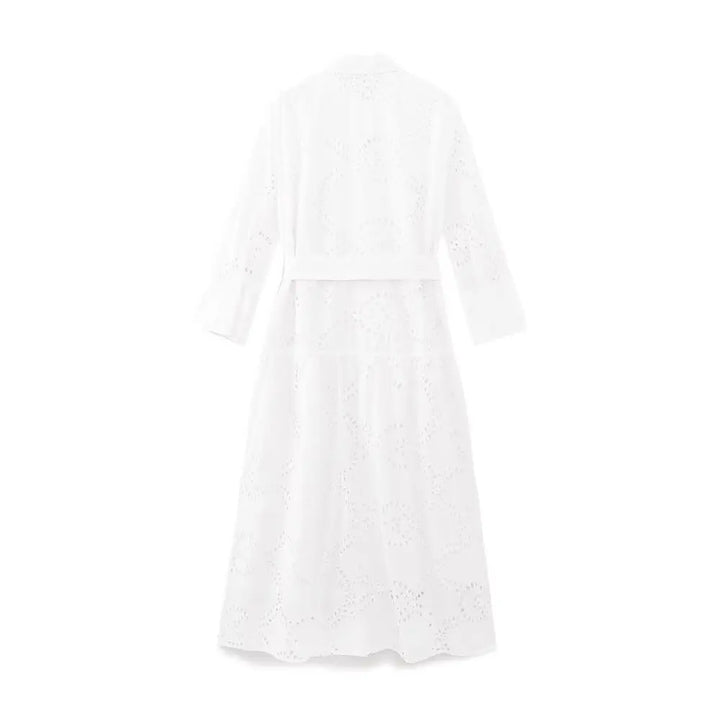 Andrea Lace Kleid | Stilvolles modernes Damenkleid mit langen Ärmeln und Gürtel