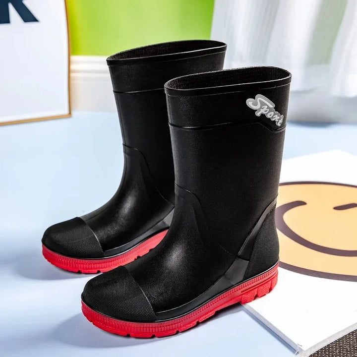 Regenstiefel für den Herbst - Hohe Wasserdichte PVC Gummistiefel mit rutschfester Sohle für Herren