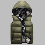 Armour Camo Weste | Casual gepolsterte Weste mit beidseitigem Camouflage-Druck und Kapuze für Männer