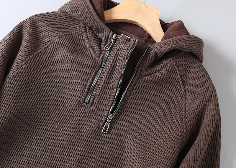 David Strick-Hoodie | Warmer Herren-Strickpullover mit Reißverschluss