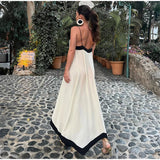 Marina Maxikleid | Rückenfreies modernes Trägerkleid mit V-Ausschnitt für Damen im Sommer