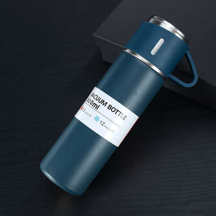 Thermoskanne Edelstahl 500ml 12h warm - Isolierflasche mit Becher Herbst Winter heiße Getränke
