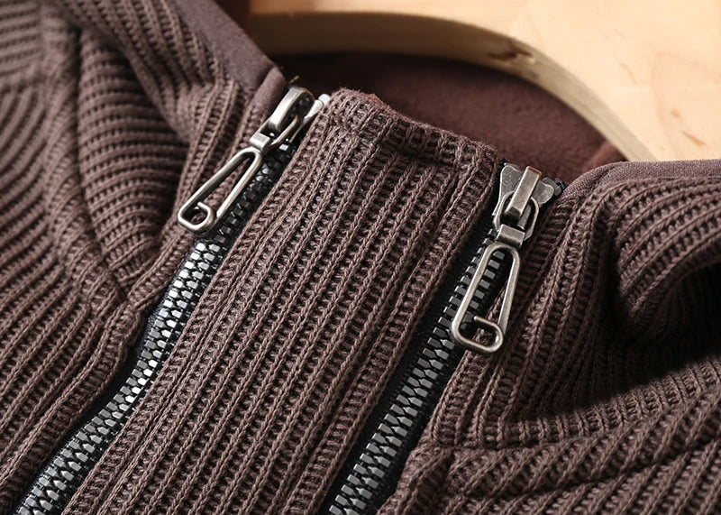 David Strick-Hoodie | Warmer Herren-Strickpullover mit Reißverschluss