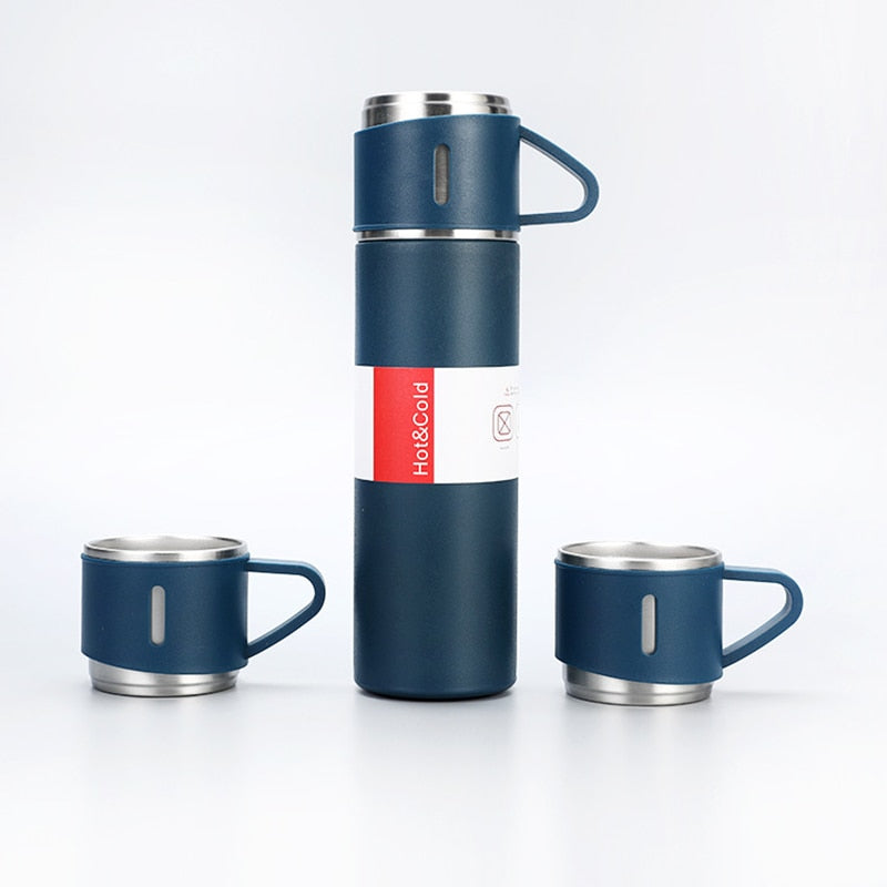 Thermoskanne Edelstahl 500ml 12h warm - Isolierflasche mit Becher Herbst Winter heiße Getränke