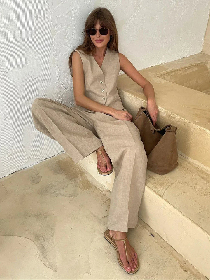 Leah Office Anzug | Stilvolle moderne Weste und Hose mit weitem Bein für Damen