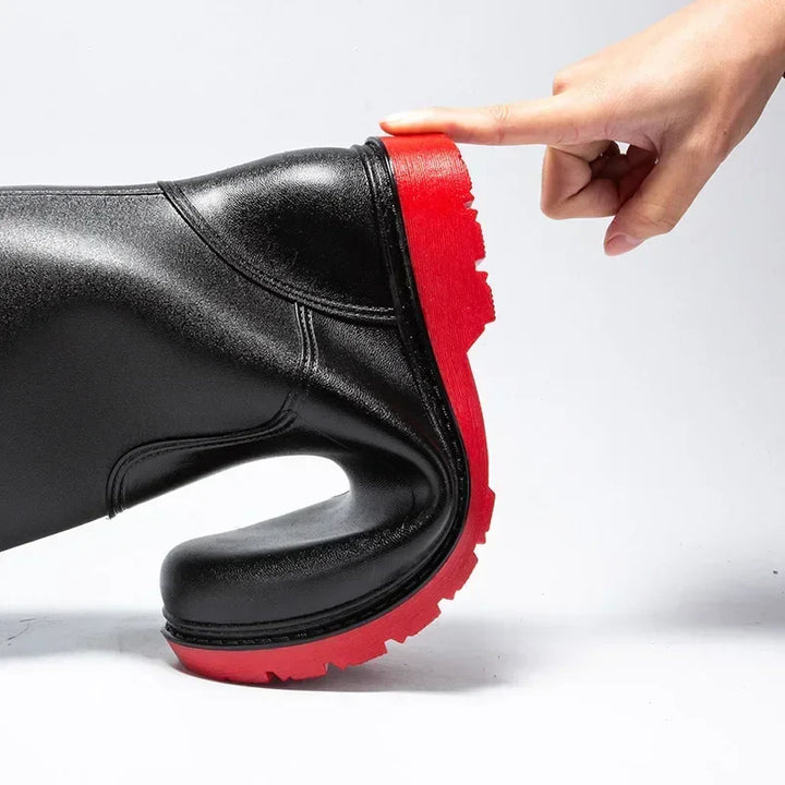 Regenstiefel für den Herbst - Halbhohe Bequeme Wasserdichte PVC Gummistiefel mit rutschfester Sohle für Herren