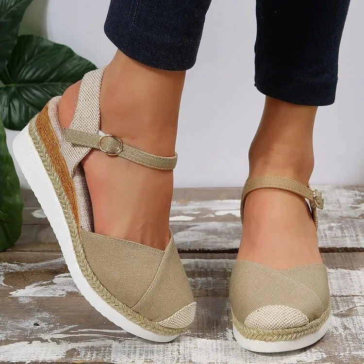 La Mer Espadrilles Plateau | Stilvolle, bequeme Keilabsätze für Damen mit Schnalle