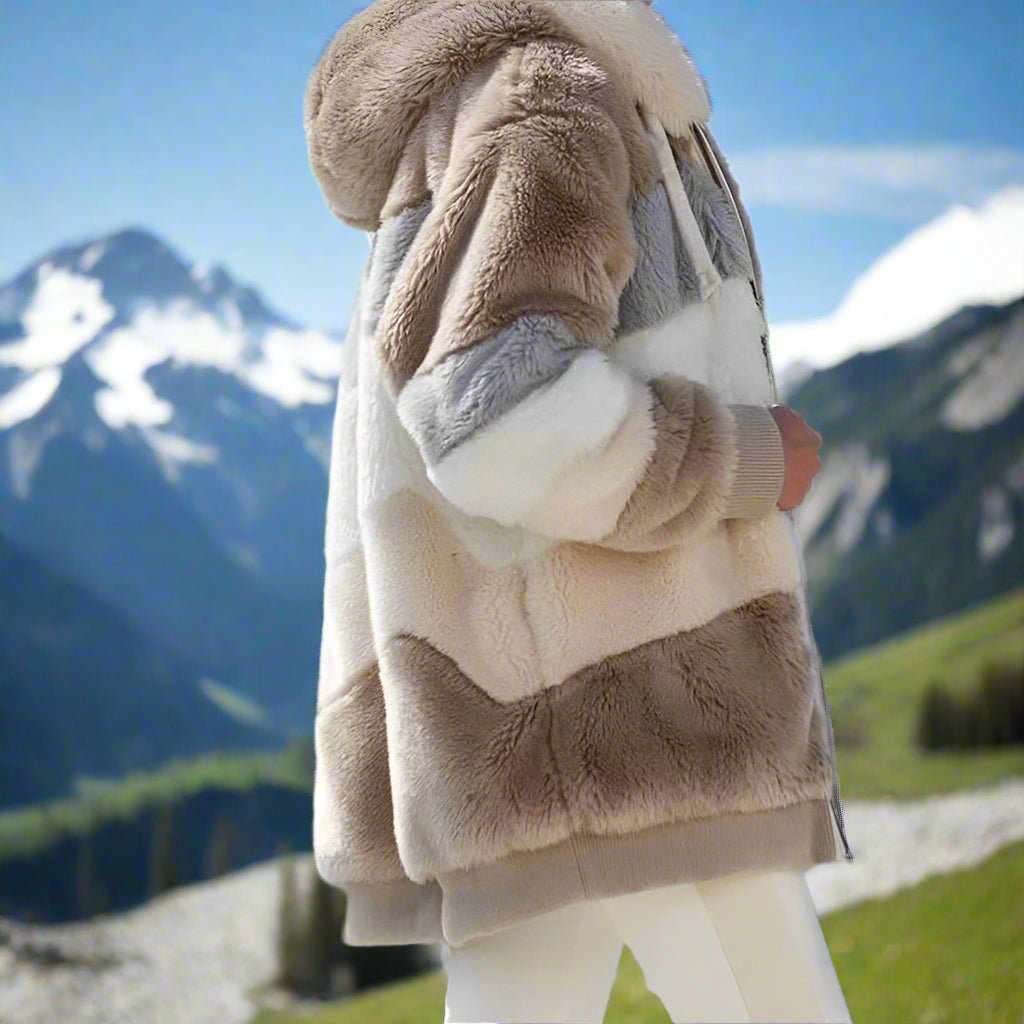 Fleecejacke für den kalte Tage - Warme Oversized Fleecejacke mit Kapuze für Damen