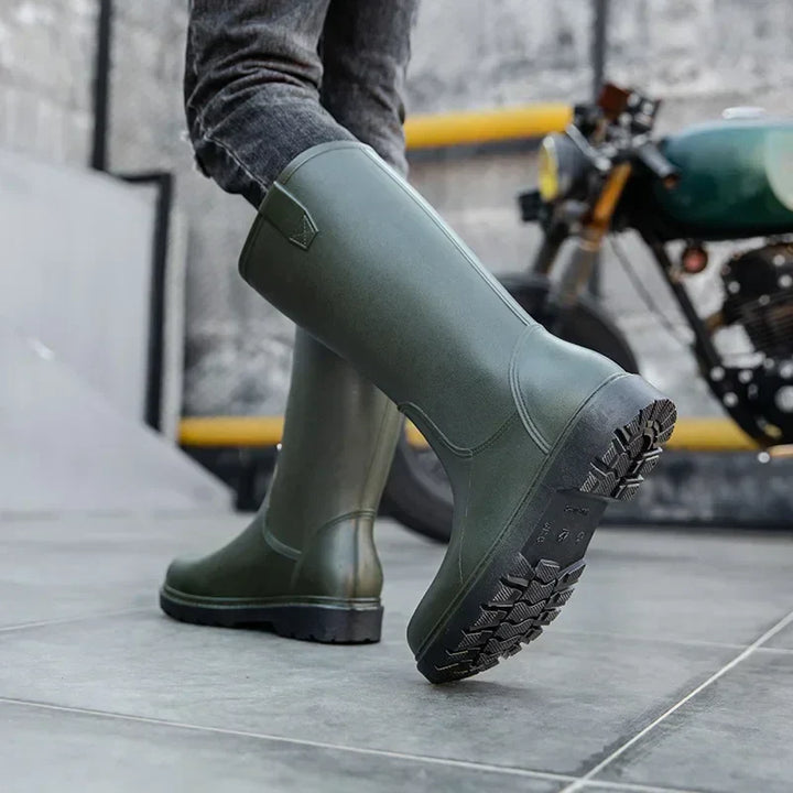 Regenstiefel für den Herbst - Halbhohe Bequeme Wasserdichte PVC Gummistiefel mit rutschfester Sohle für Herren