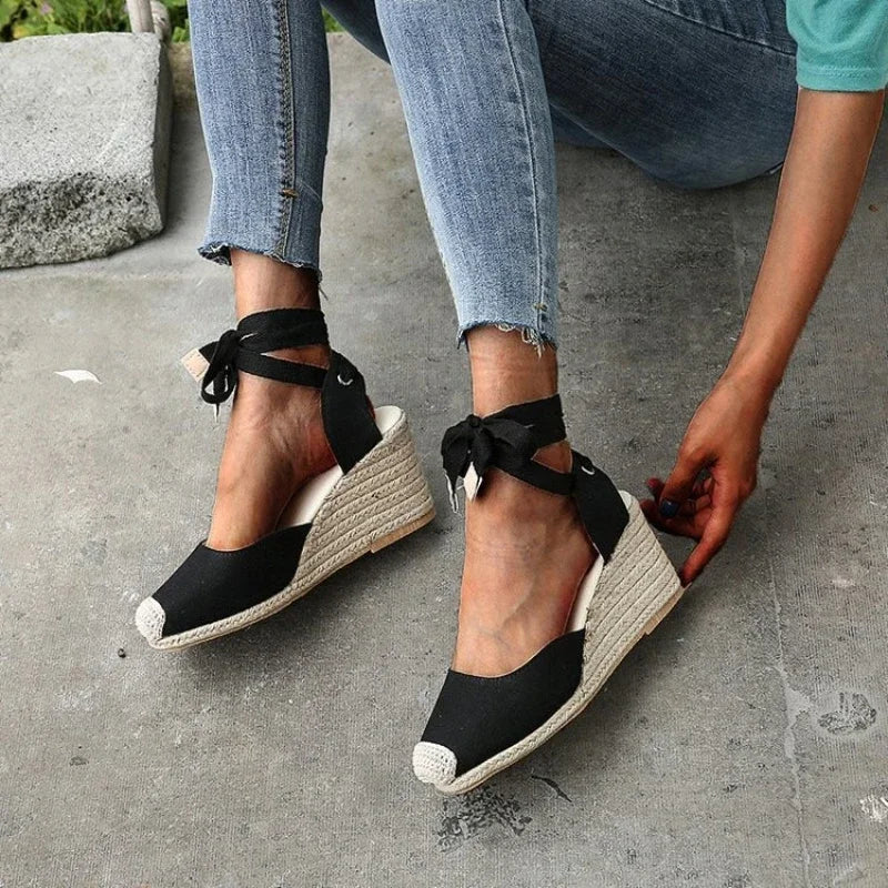 Savajé Espadrilles Plateau | Trendige, bequeme Boho-Keilabsätze für Damen mit Bändern