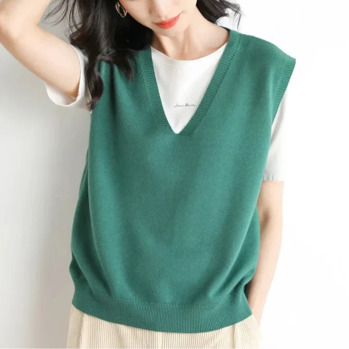 Pullunder für den Herbst - Trendy Strickpullover mit V-Halsschnitt für Damen
