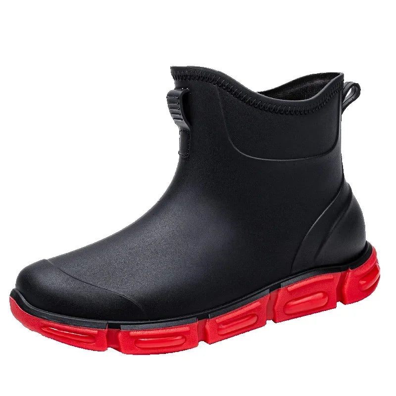 Regenstiefel für den Herbst - Hohe Wasserdichte PVC Gummistiefel mit rutschfester Sohle für Herren