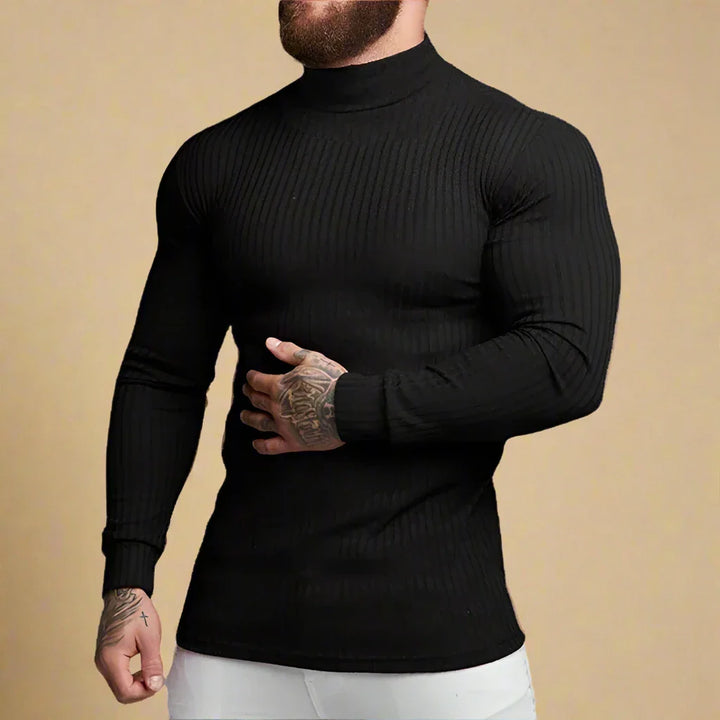 Rollkragenpullover für Kalte Tage - Robuster Muscle Fit Strickpullover für Herren