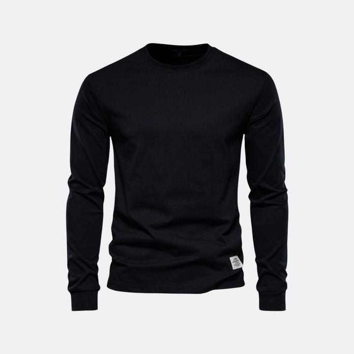 Langarmshirt für den Herbst - Casual Baumwoll-Langarmshirt mit Rundhalsausschnitt für Herren