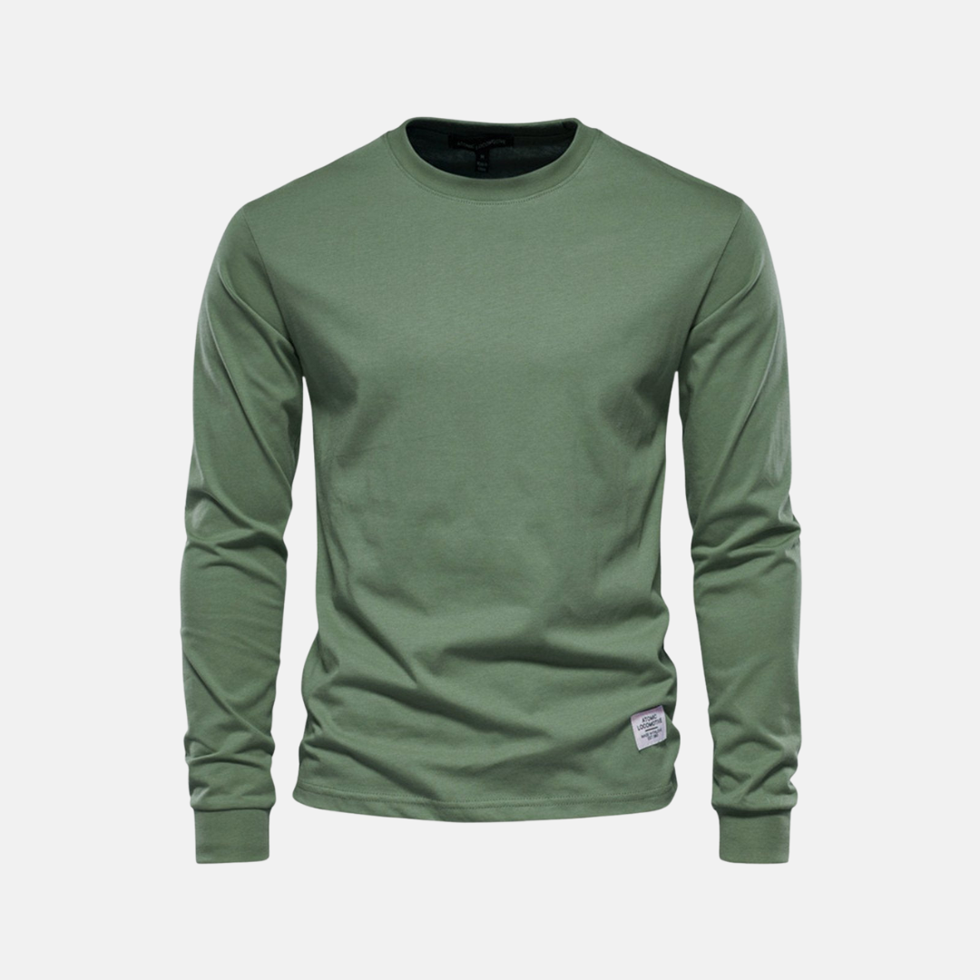 Langarmshirt für den Herbst - Casual Baumwoll-Langarmshirt mit Rundhalsausschnitt für Herren