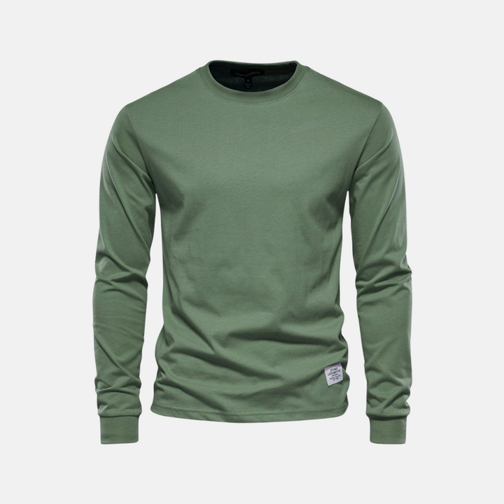 Langarmshirt für den Herbst - Casual Baumwoll-Langarmshirt mit Rundhalsausschnitt für Herren