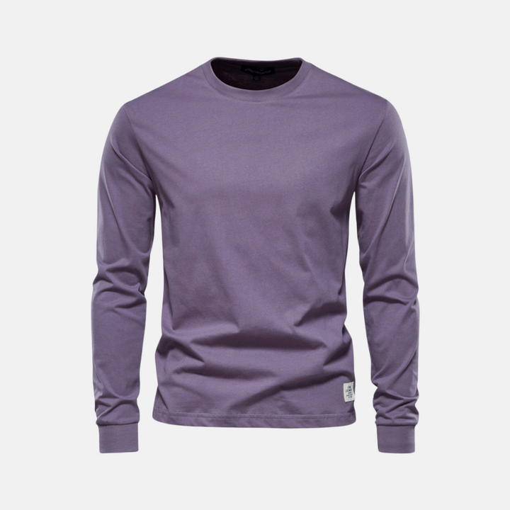 Langarmshirt für den Herbst - Casual Baumwoll-Langarmshirt mit Rundhalsausschnitt für Herren