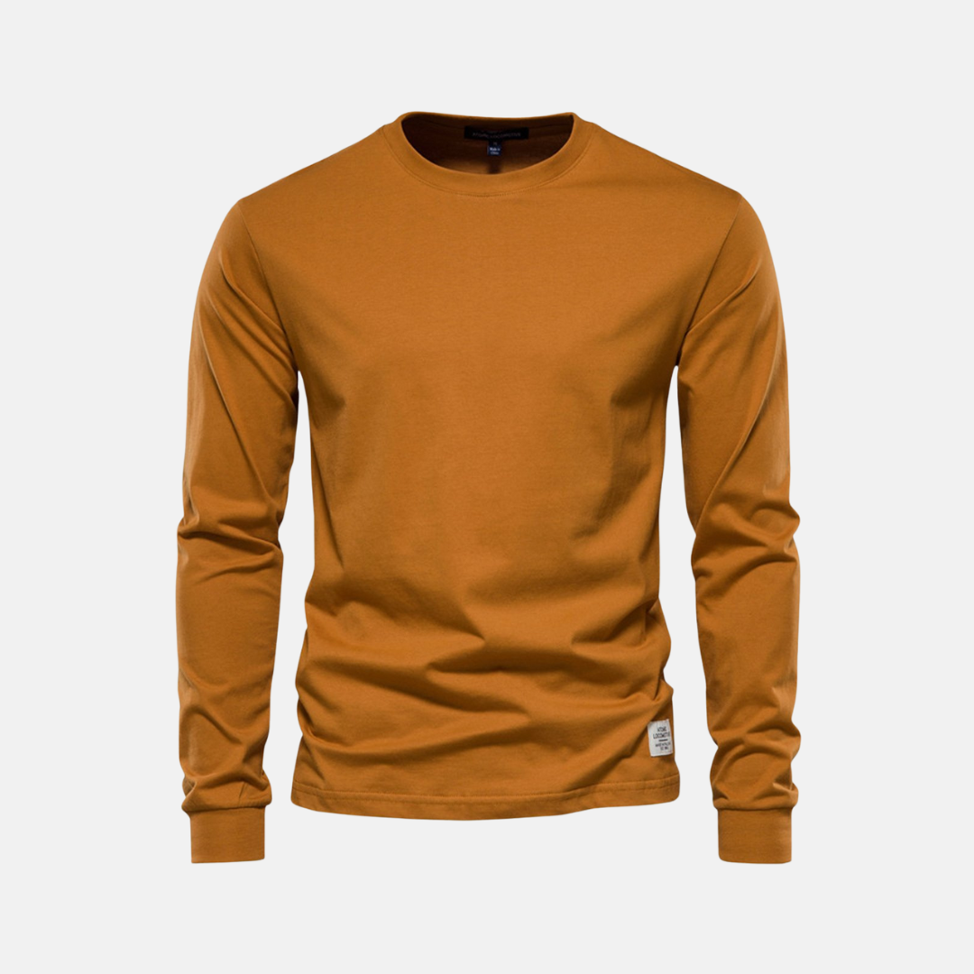Langarmshirt für den Herbst - Casual Baumwoll-Langarmshirt mit Rundhalsausschnitt für Herren