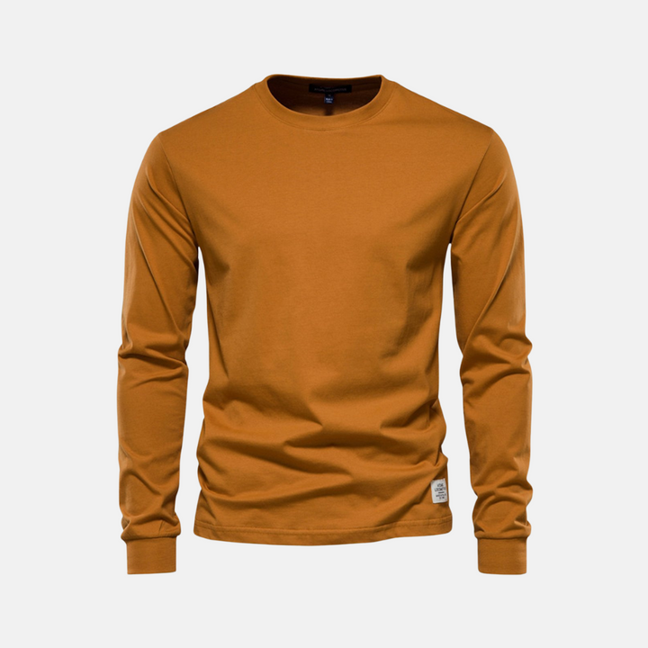 Langarmshirt für den Herbst - Casual Baumwoll-Langarmshirt mit Rundhalsausschnitt für Herren